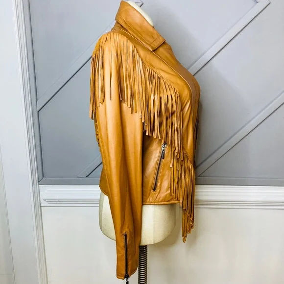 Joseph Israel New York Lamb Leather Western Fringe Jacket Women's Size L - Picture 5 of 10